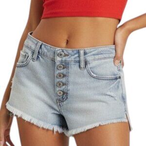 Free People Denim Shorts Light Wash Button Fly Low Rise 26